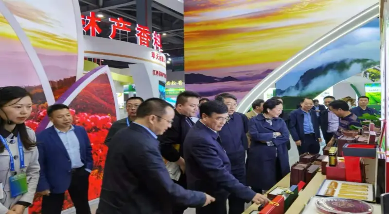 Ledere fra National Forestry and Grassland Administration og Jiangxi Provincial Forestry Bureau inspicerer vores stand på Provincial Forestry Expo